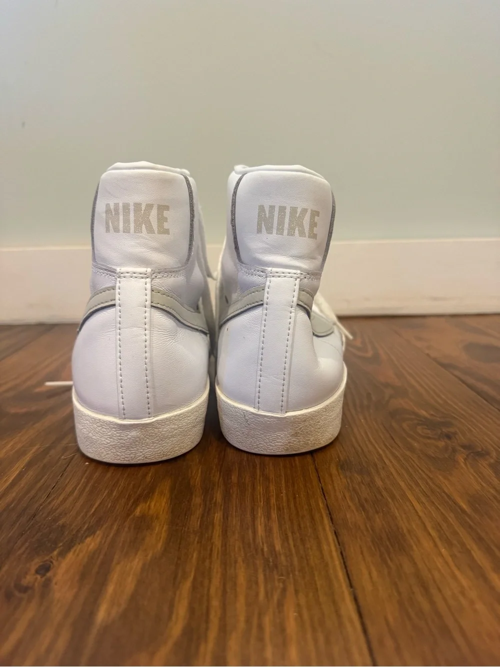 Nike Men's White High-Top Sneakers with Light Gray Accents